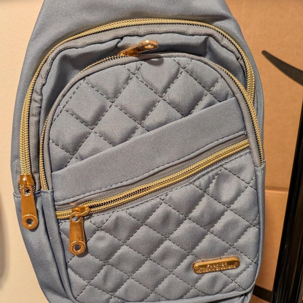 Fashion blue quilted backpack/shoulder bag